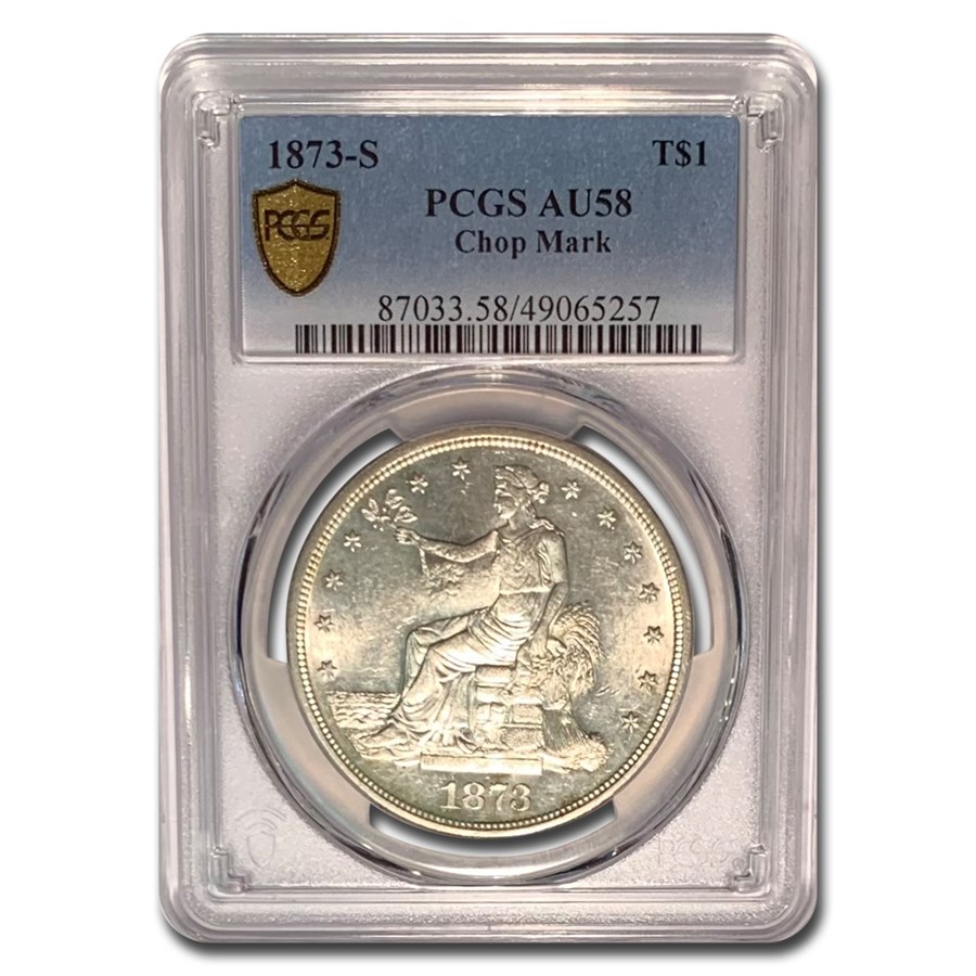 1873-S Trade Dollar AU-58 PCGS (Chop Mark)