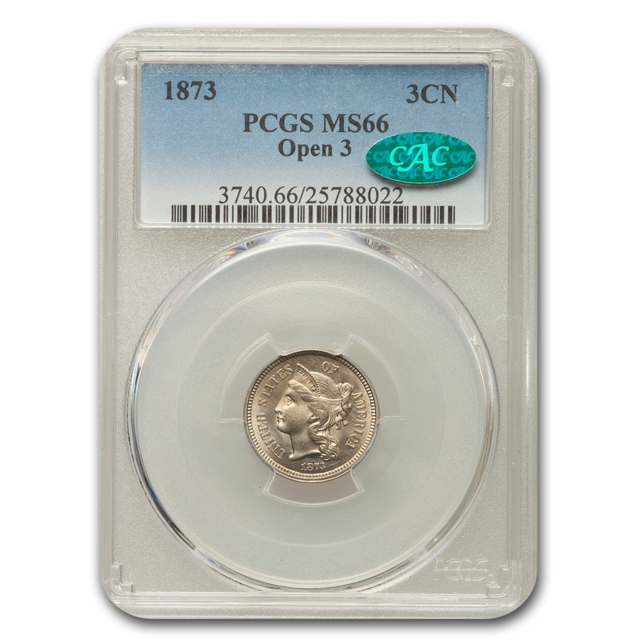 Buy 1873 Three Cent Nickel Open 3 MS-66 PCGS CAC | APMEX