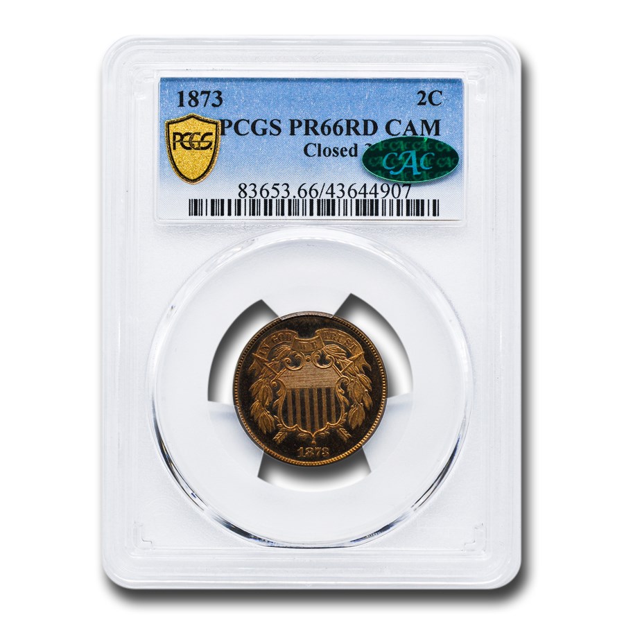 1873 Two Cent Piece PR-66 Cameo PCGS CAC (Closed 3)