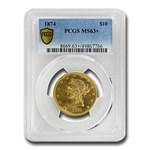 1874 $10 Liberty Gold Eagle MS-63+ PCGS