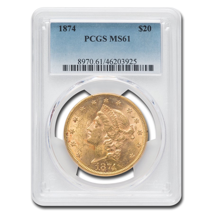 Buy 1874 $20 Liberty Gold Double Eagle MS-61 PCGS | APMEX