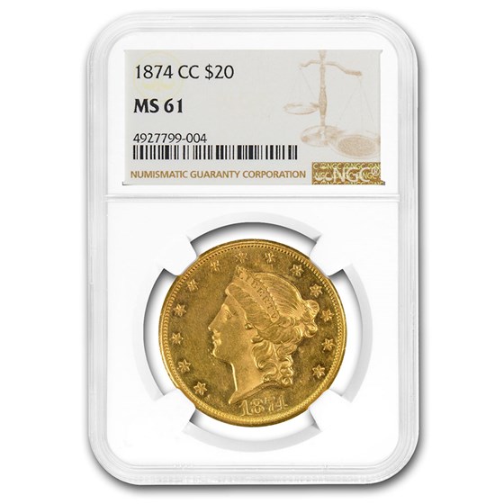 Buy 1874-CC $20 Liberty Gold Double Eagle MS-61 NGC | APMEX