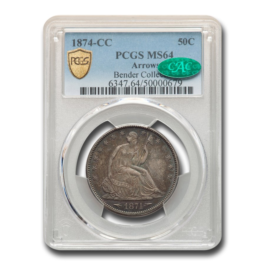 1874-CC Liberty Seated Half Dollar MS-64 PCGS CAC (Arrows)