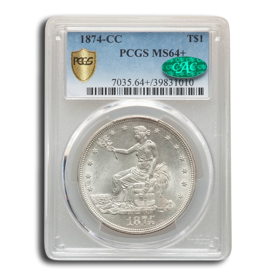 1874-CC Trade Dollar MS-64+ PCGS CAC