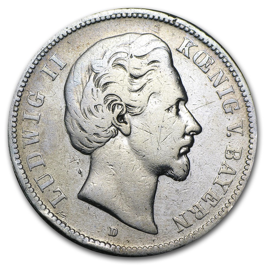 Buy 1874-D Bavaria 5 Mark Ludwig II Fine | APMEX