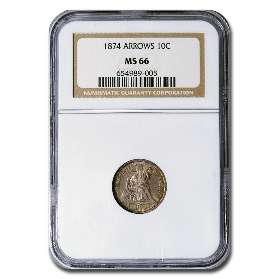 1874 Liberty Seated Dime MS-66 NGC (Arrows)