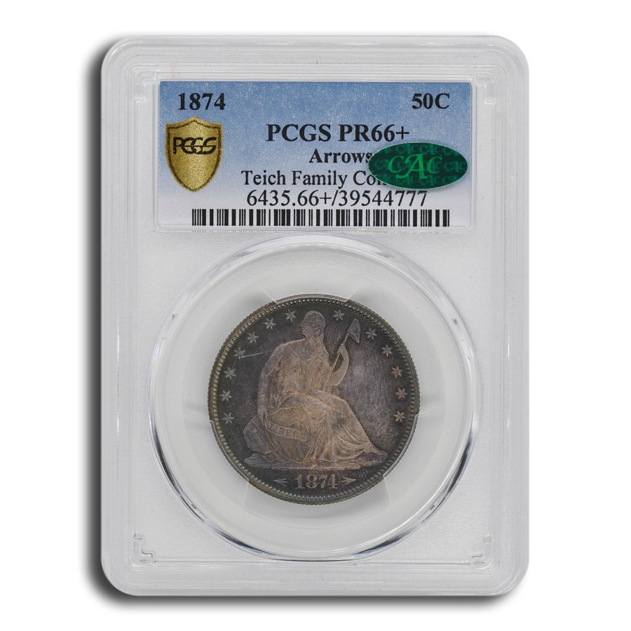 1874 Liberty Seated Half Dollar PR-66+ PCGS CAC (Arrows)