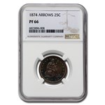 1874 Liberty Seated Quarter PF-66 NGC (Arrows)