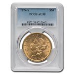 1874-S $20 Liberty Gold Double Eagle AU-58 PCGS