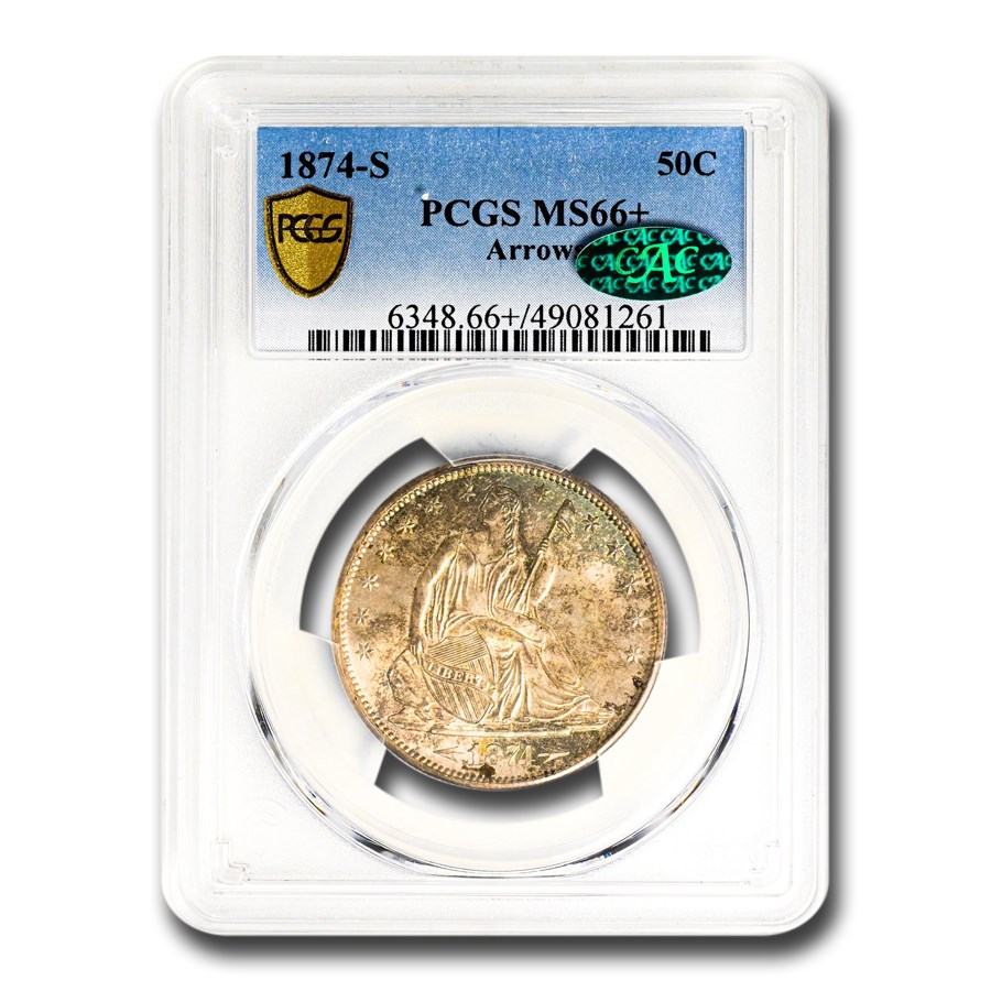 1874-S Liberty Seated Half Dollar MS-66+ PCGS CAC (Arrows)