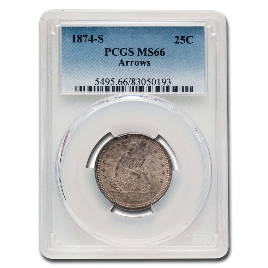 1874-S Liberty Seated Quarter MS-66 PCGS (Arrows)