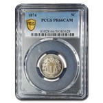 1874 Shield Nickel PR-66 Cameo PCGS