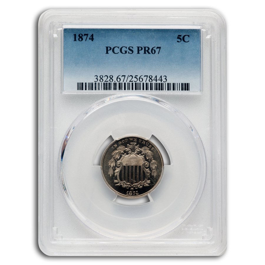 1874 Shield Nickel PR-67 PCGS