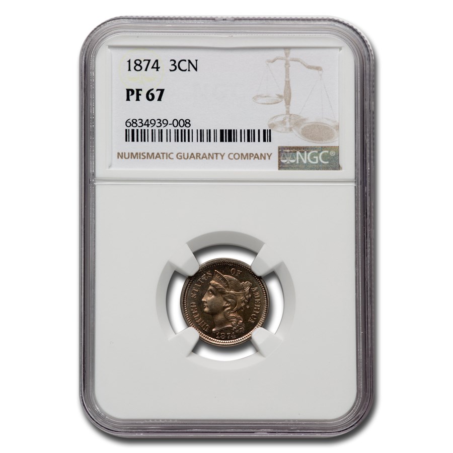 1874 Three Cent Nickel PF-67 NGC