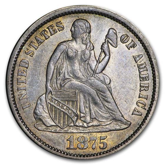 Buy 1875-cc Liberty Seated Dime Below Bow Au 