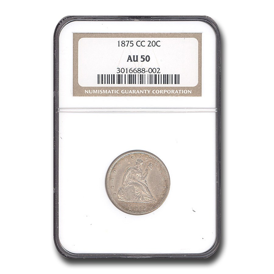 1875-CC Twenty Cent Piece AU-50 NGC