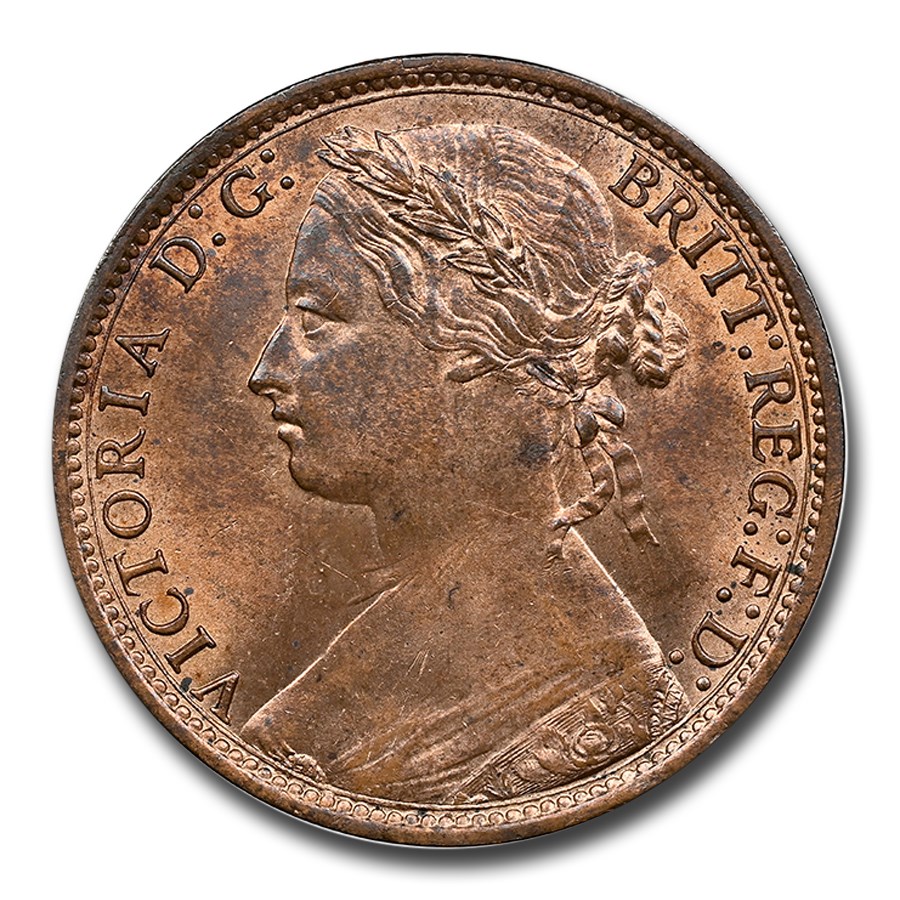 1875 Great Britain Penny Victoria MS-63 NGC (Red/Brown)