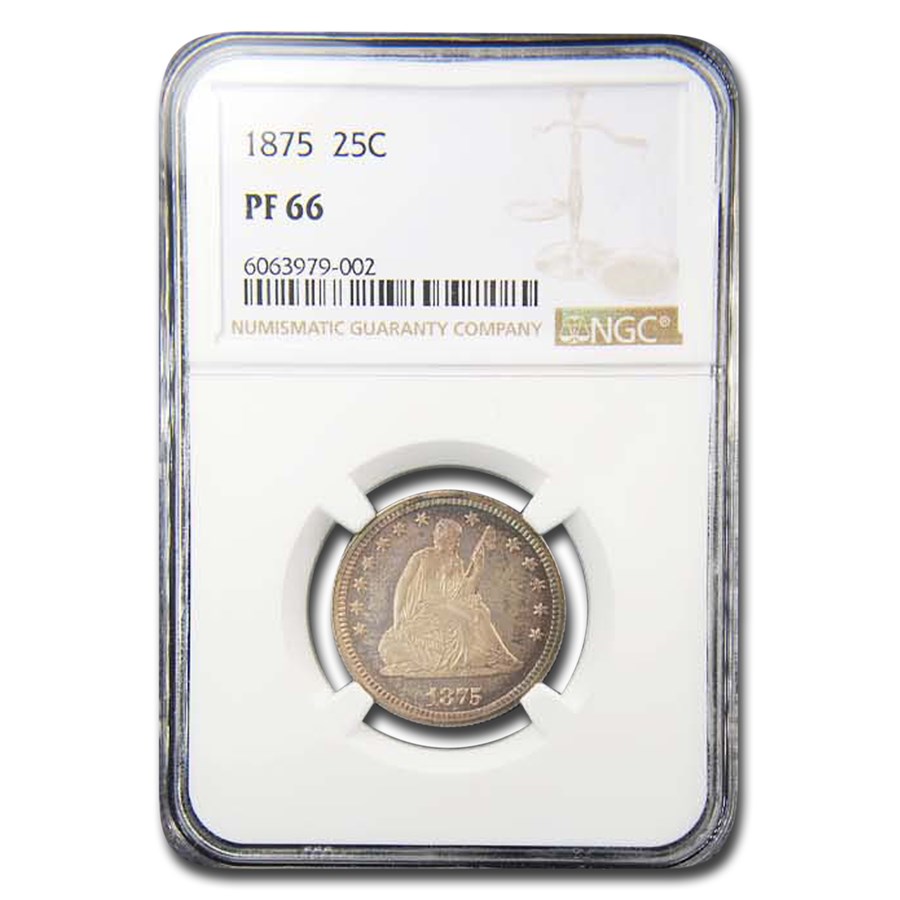 1875 Liberty Seated Quarter PF-66 NGC