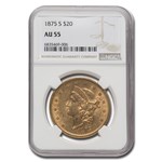 1875-S $20 Liberty Gold Double Eagle AU-55 NGC