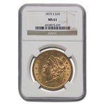 1875-S $20 Liberty Gold Double Eagle MS-61 NGC