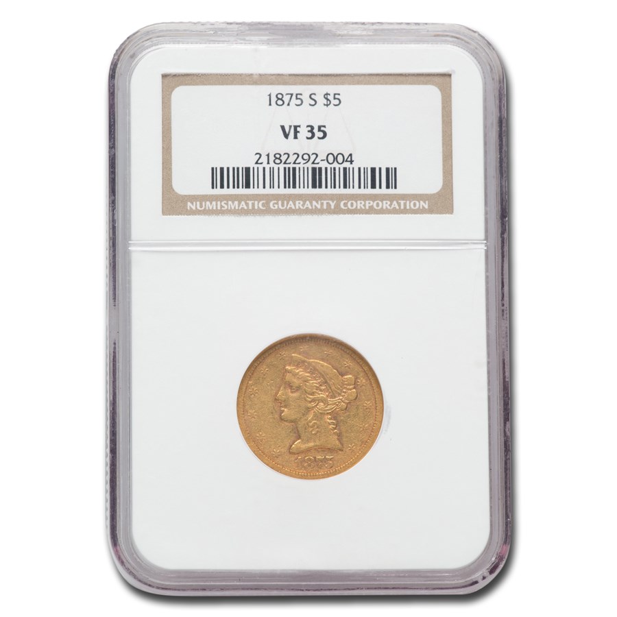 Buy 1875-S $5 Liberty Gold Half Eagle VF-35 NGC | APMEX