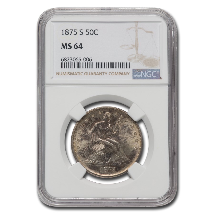 1875-S Liberty Seated Half Dollar MS-64 NGC