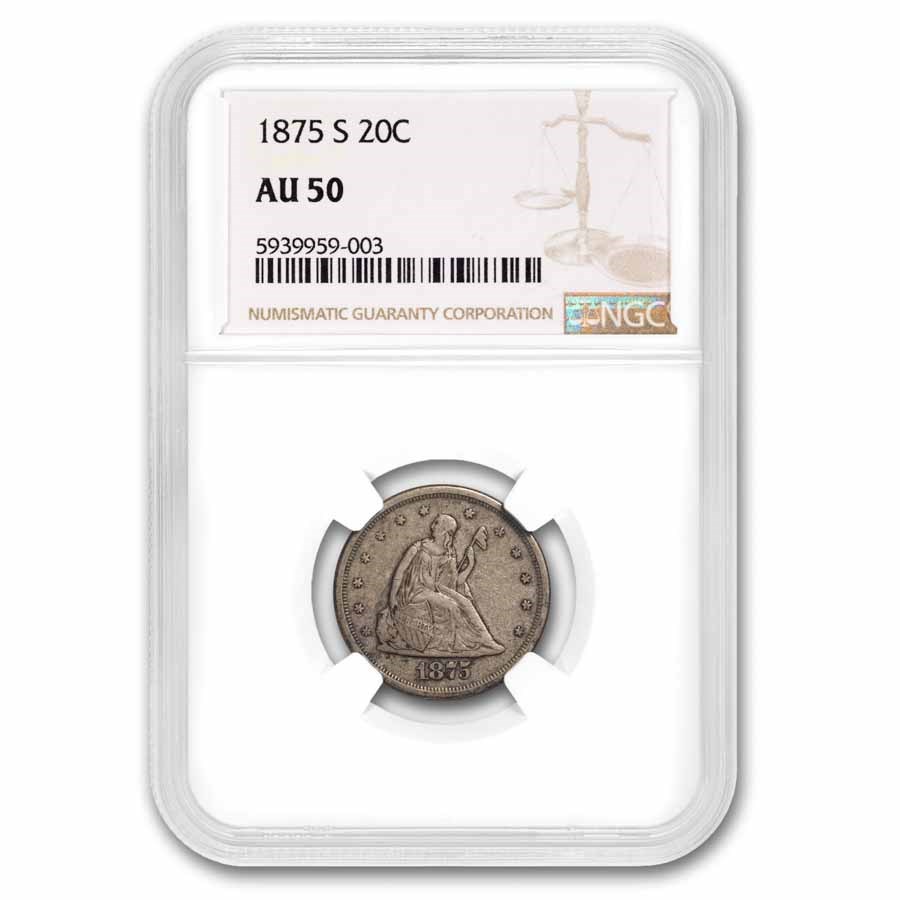 1875-S Twenty Cent Piece AU-50 NGC