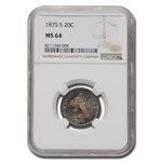 1875-S Twenty Cent Piece MS-64 NGC