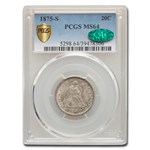 1875-S Twenty Cent Piece MS-64 PCGS CAC