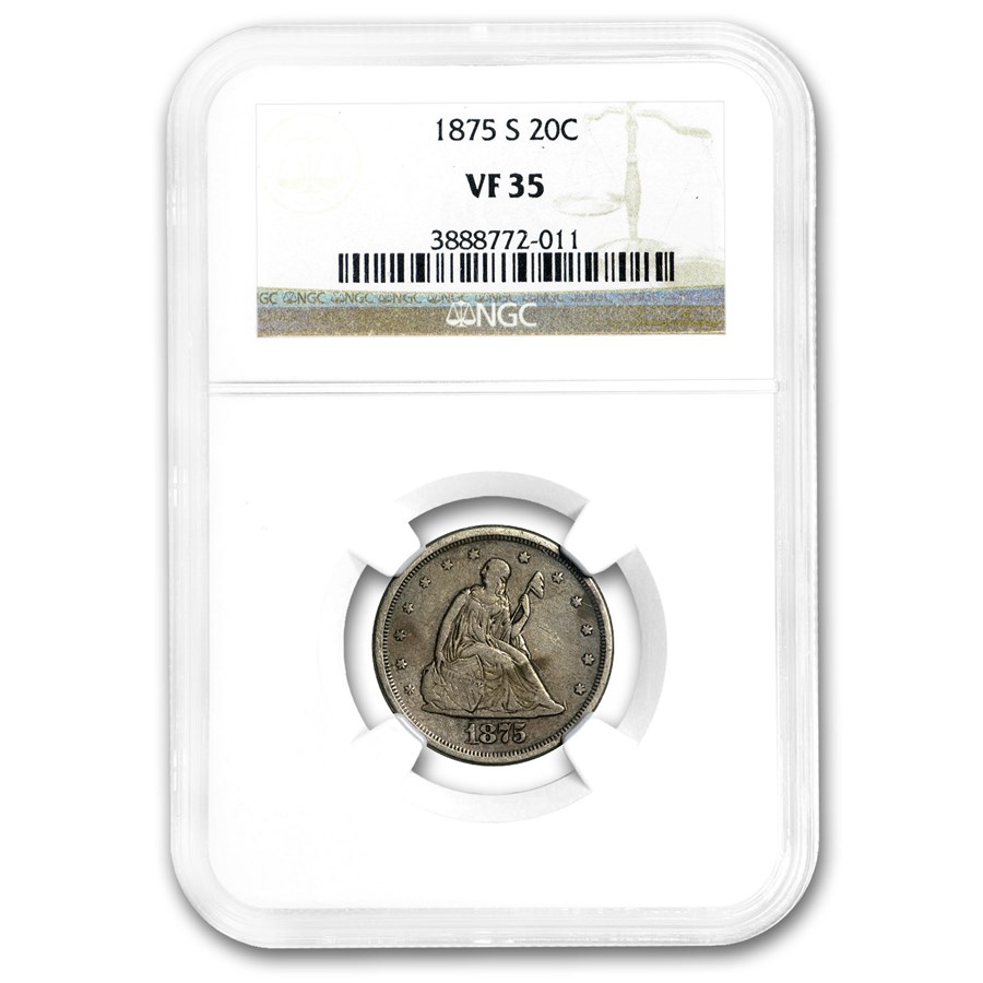 1875-S Twenty Cent Piece VF-35 NGC