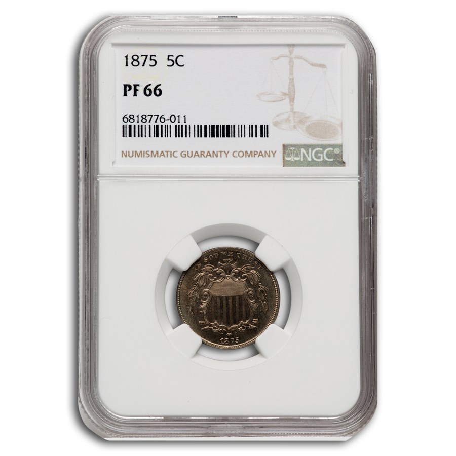 1875 Shield Nickel PF-66 NGC