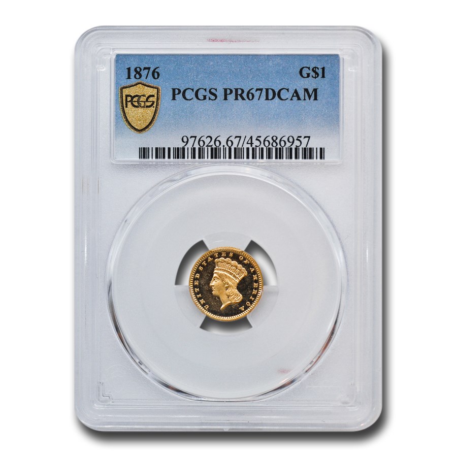 1876 $1 Indian Head Gold PR-67 DCAM PCGS