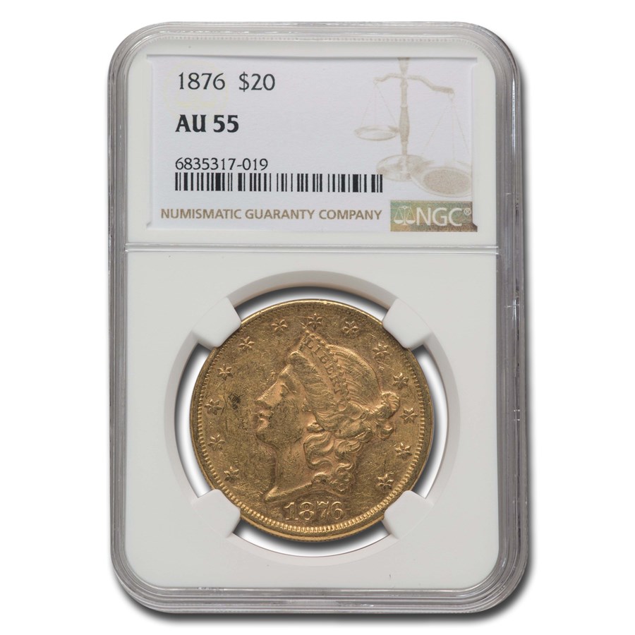 Buy 1876 $20 Liberty Gold Double Eagle AU-55 NGC | APMEX