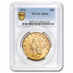 1876 $20 Liberty Gold Double Eagle MS-61 PCGS