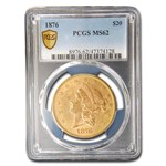 1876 $20 Liberty Gold Double Eagle MS-62 PCGS