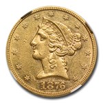 1876 $5 Liberty Gold Half Eagle AU-58 NGC