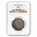 1876-A Greece Silver 5 Drachmai George I AU-53 NGC