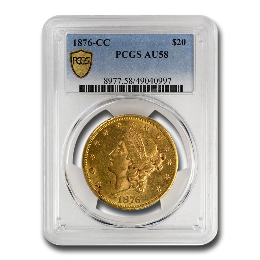 1876-CC $20 Liberty Gold Double Eagle AU-58 PCGS