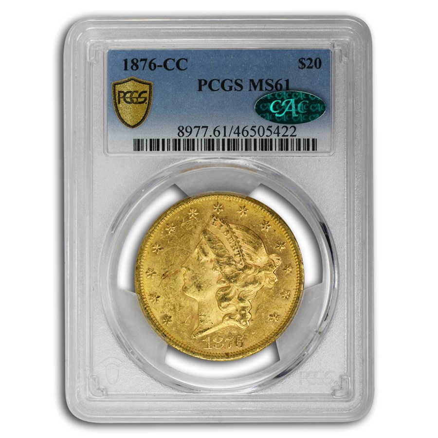 1876-CC $20 Liberty Gold Double Eagle MS-61 PCGS CAC