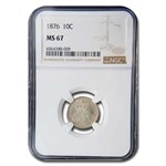 1876 Liberty Seated Dime MS-67 NGC