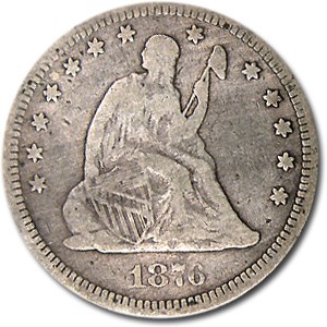 1876 Liberty Seated Quarter Good