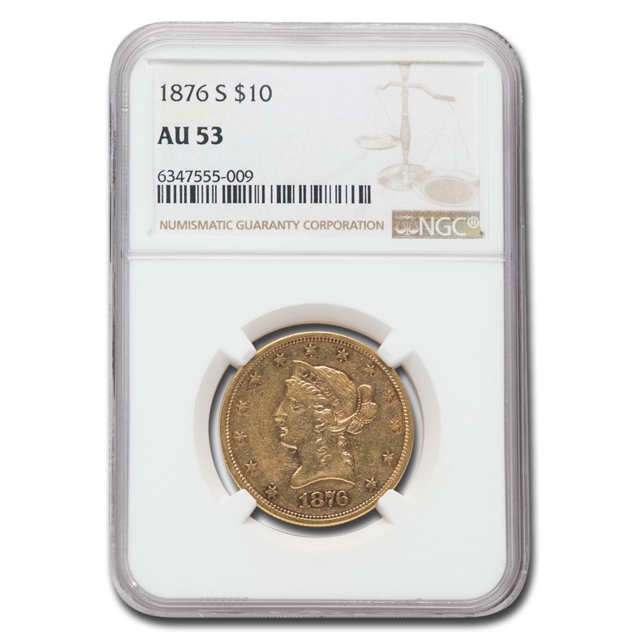 1876-S $10 Liberty Gold Eagle AU-53 NGC