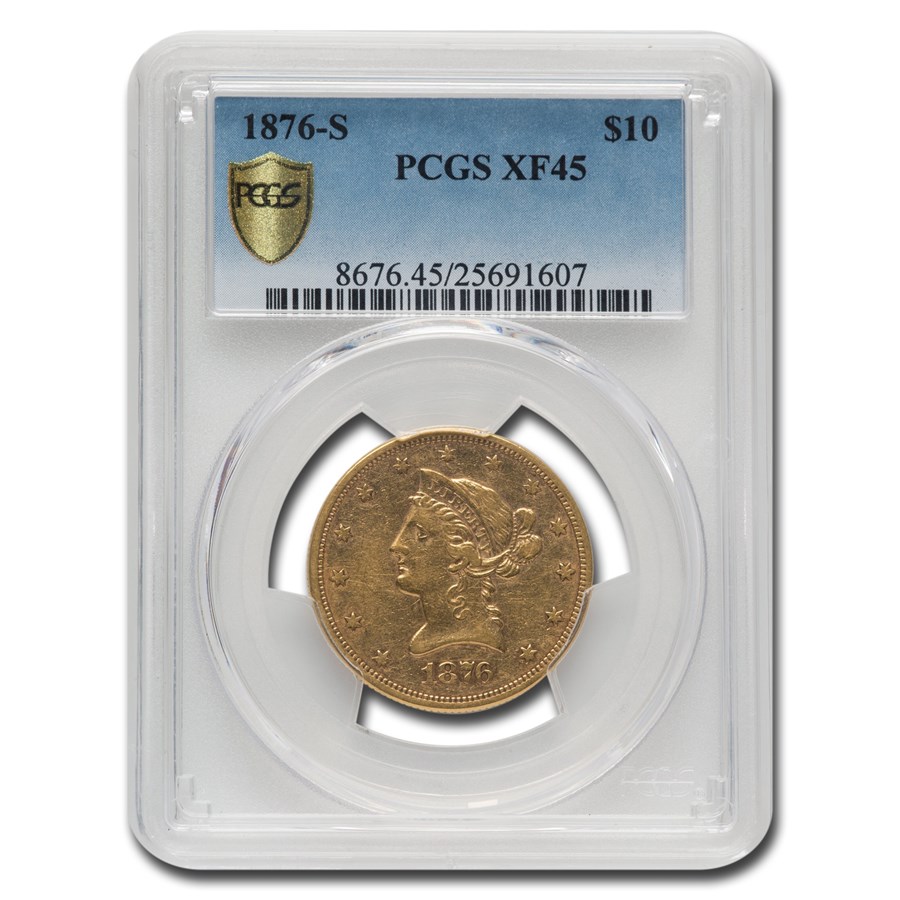 1876-S $10 Liberty Gold Eagle XF-45 PCGS