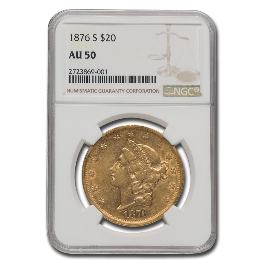 Buy 1876-S $20 Liberty Gold Double Eagle AU-50 NGC | APMEX