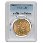 1876-S $20 Liberty Gold Double Eagle AU-58 PCGS