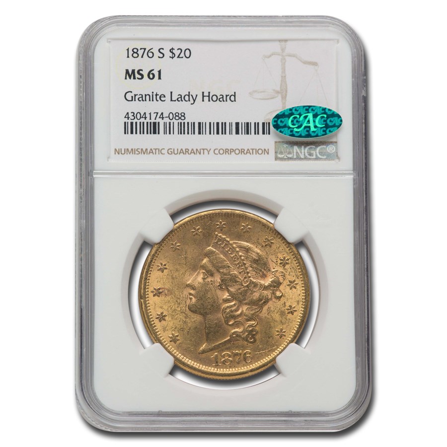 1876-S $20 Liberty Gold Double Eagle MS-61 NGC CAC
