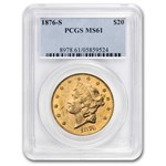 1876-S $20 Liberty Gold Double Eagle MS-61 PCGS