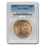 1876-S $20 Liberty Gold Double Eagle MS-62 PCGS