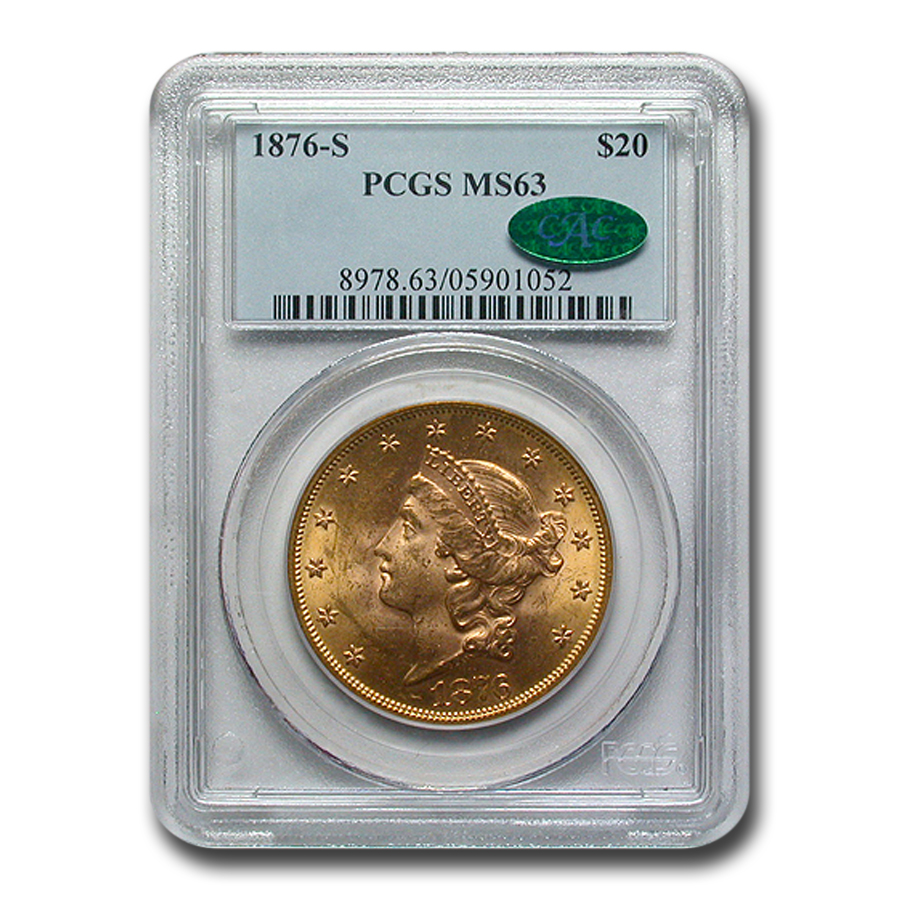 Buy 1876-S $20 Liberty Gold Double Eagle MS-63 PCGS CAC | APMEX