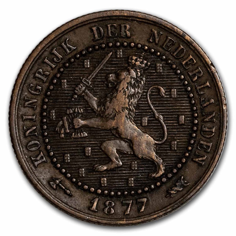 1877-1884 Netherlands Copper Cent William III Avg Circ